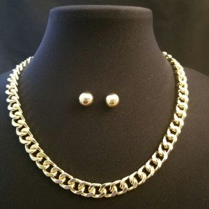 Simple Cuban Chain Short Necklace Set